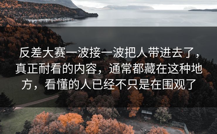 反差大赛一波接一波把人带进去了,真正耐看的内容,通常都藏在这种地方,看懂的人已经不只是在围观了