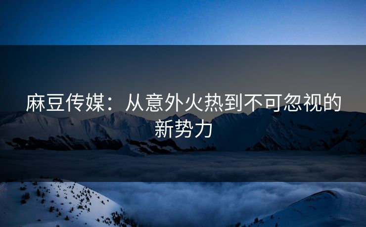 麻豆传媒：从意外火热到不可忽视的新势力