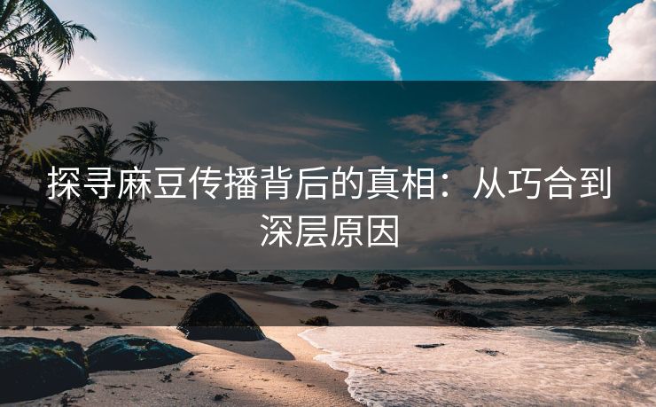 探寻麻豆传播背后的真相：从巧合到深层原因
